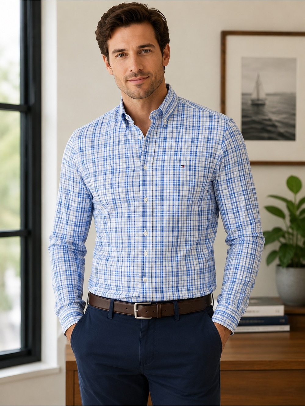 Tommy Hilfiger Slim Fit Button-Down Shirt Men’s M 15–15.5